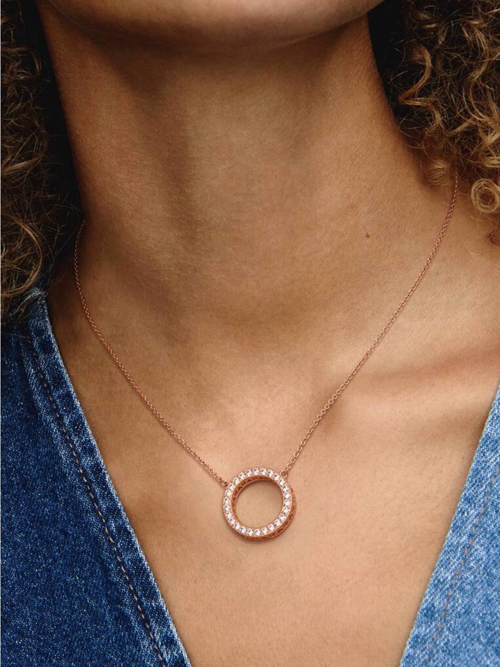 Authentic Pandora logo reversible collier in 14k rose